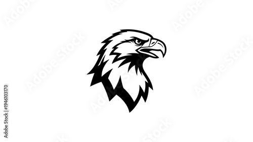 Majestic eagle head in black and white silhouette design