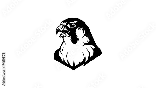 Falcon profile silhouette art in black and white