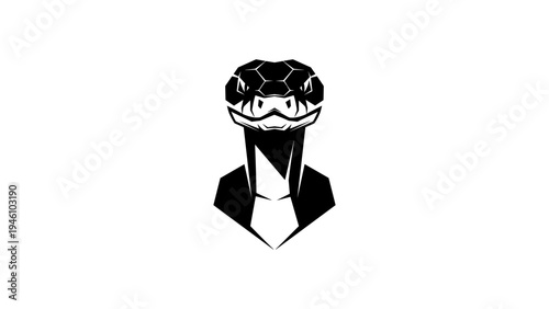 Geometric cobra head silhouette: modern black and white design