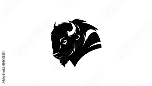 Bold bison silhouette emblem: majestic animal symbol art design