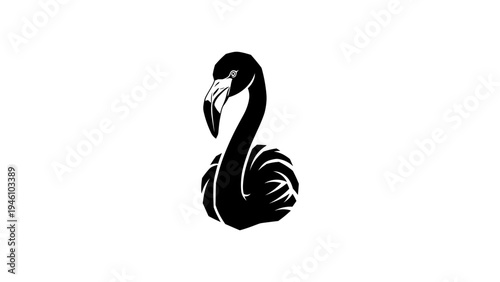 Elegant flamingo silhouette design with bold black outline