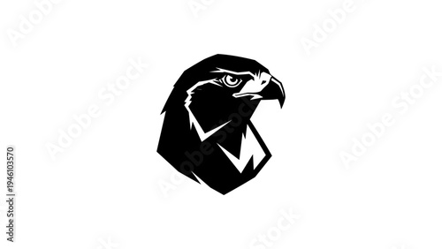 Bold eagle silhouette head: powerful black and white minimalist design