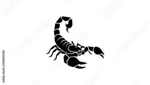 Bold scorpion silhouette: striking black design on white background