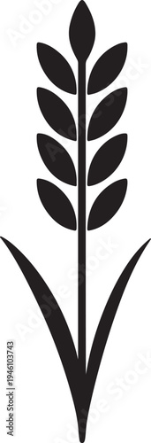 Wheat stalk grain silhouette icon for organic farming and bakery business logos