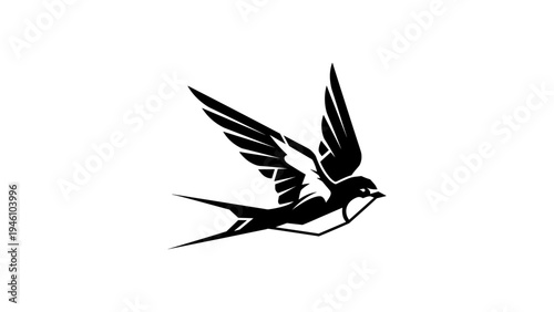 Elegant bird silhouette flying with graceful wings