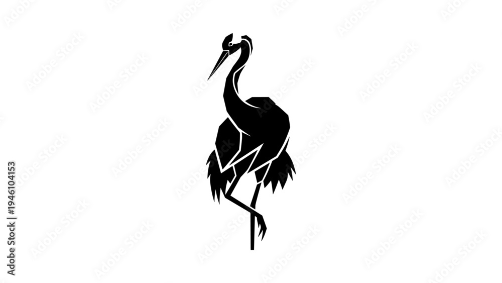 Fototapeta premium Elegant crane silhouette design on white background