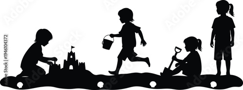 Girls and people enjoying outdoors in park and beach vector illustration