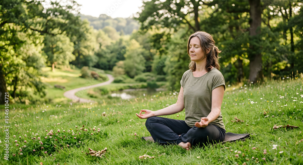 Obraz premium Peaceful meditation in green park