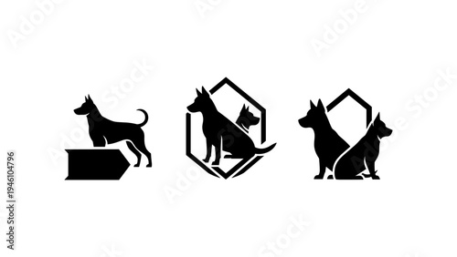 Silhouette dog logos: modern pet emblem design collection