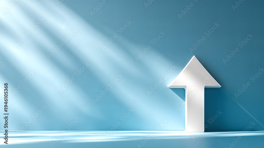Fototapeta premium Arrow of Success: 3D Blue Background, a Symbol of Growth and Progress for Your Brand