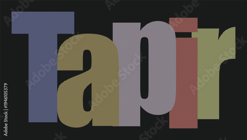 Colorful typography spells out the word 'tapir' against a dark background.