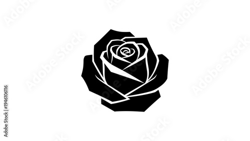 Minimalist rose silhouette design: elegant black and white floral art