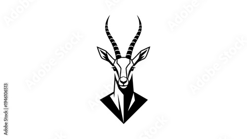 Geometric antelope design with bold black and white lines