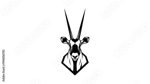 Geometric antelope design with bold black and white line art