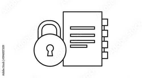 Secure Document Icon with Padlock Vector Illustration for Data Protection and Confidentiality Concepts