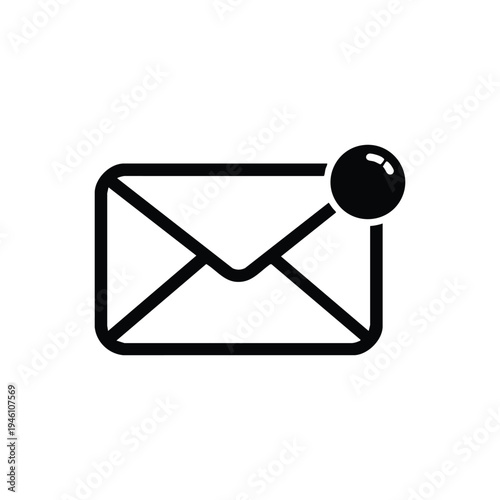 New email notification icon black and white vector envelope symbol for office communication and education apps