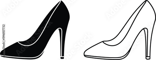 Elegant black high heel shoes, stylish footwear design, fashionable heels, chic pumps Vector