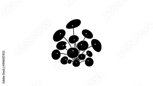 Silhouette of abstract mushroom cluster in minimalist style