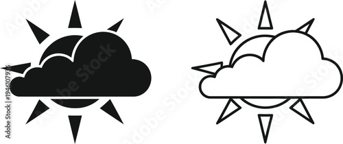 Sunny cloudy weather icons set, vector illustration, weather symbols, design elements Vector