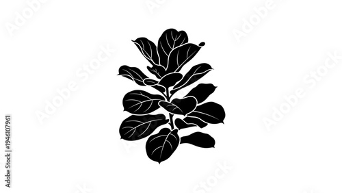 Minimalist fiddle leaf fig silhouette design on white background