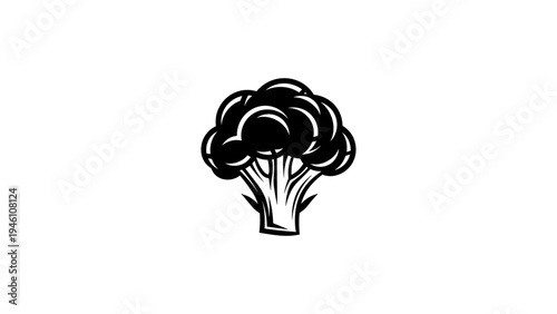 Simple monochrome broccoli design on white background