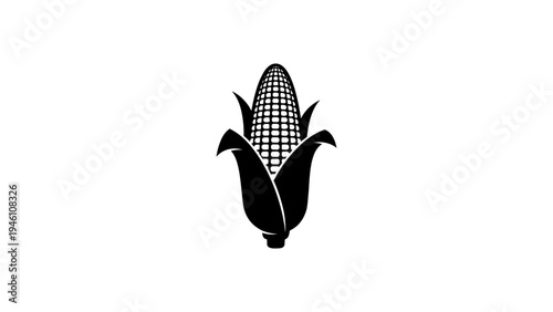 Silhouette corn icon with husk isolated on white background