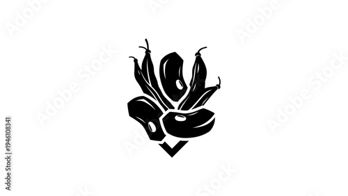 Silhouette of peas and pods isolated on white