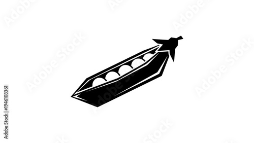 Minimalist black and white pea pod icon