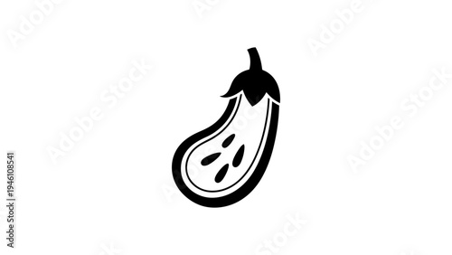 Minimalist black eggplant icon on white background