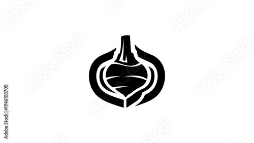 Minimalist black silhouette of cut open beetroot on white background