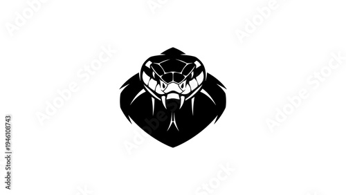 Bold cobra emblem design in black and white silhouette style