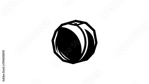 Black and white linear beetle design with hexagonal structure