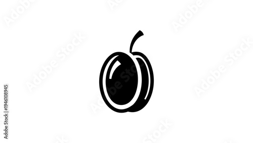 Minimalistic plum icon design featuring bold black silhouette style