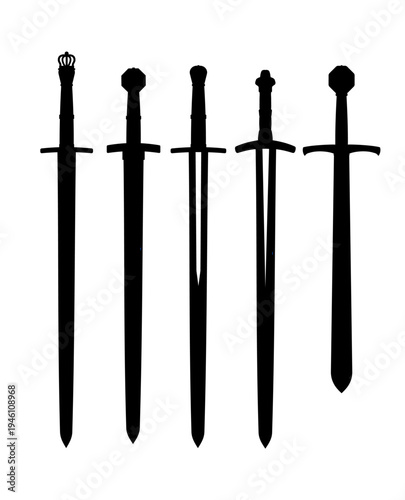 Set of sword silhouette - vector illustration	