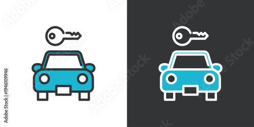 シンプルなレンタカーのラインアイコン