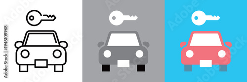 シンプルなレンタカーのラインアイコン