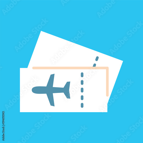 シンプルな飛行機の搭乗券のアイコン