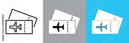 シンプルな飛行機の搭乗券のアイコン