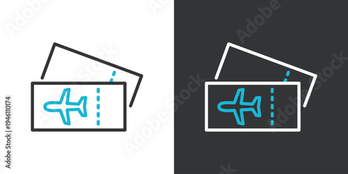 シンプルな飛行機の搭乗券のアイコン