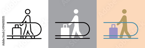 シンプルな動く歩道のラインアイコン