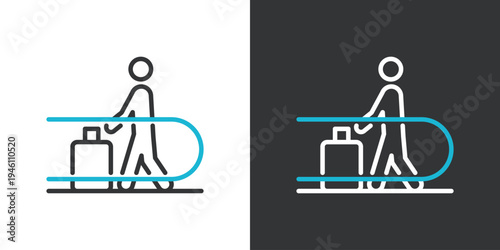 シンプルな動く歩道のラインアイコン