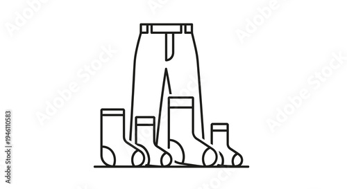 Socks and Jeans Vector Illustration, Minimalist Style, Fashion and Apparel Concept, Graphic Design Element