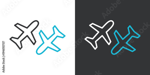 シンプルな飛行機乗り継ぎのアイコン