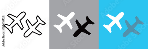 シンプルな飛行機乗り継ぎのアイコン