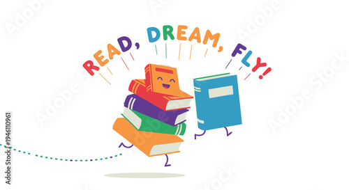 Set of 1 colorful book and reading icons vector