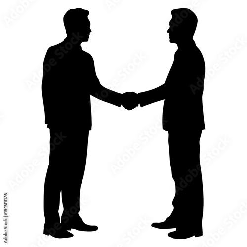 握手するビジネスマンのシルエットイラスト（契約・合意・ビジネスパートナーシップ）