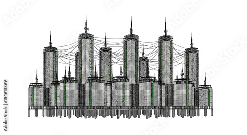 Set of modern city skyline vector illustration