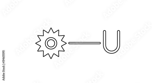 Spur and U-shaped buckle, cowboy equipment, western style, isolated on white background, vector illustration graphic for rodeo or equestrian themes