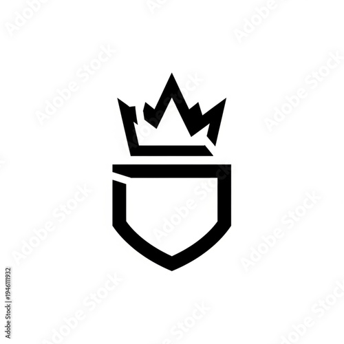 Stylized black shield with a crown on top, representing protection, security, and royalty.