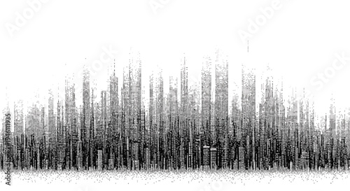 Black and white cityscape skyline vector illustration